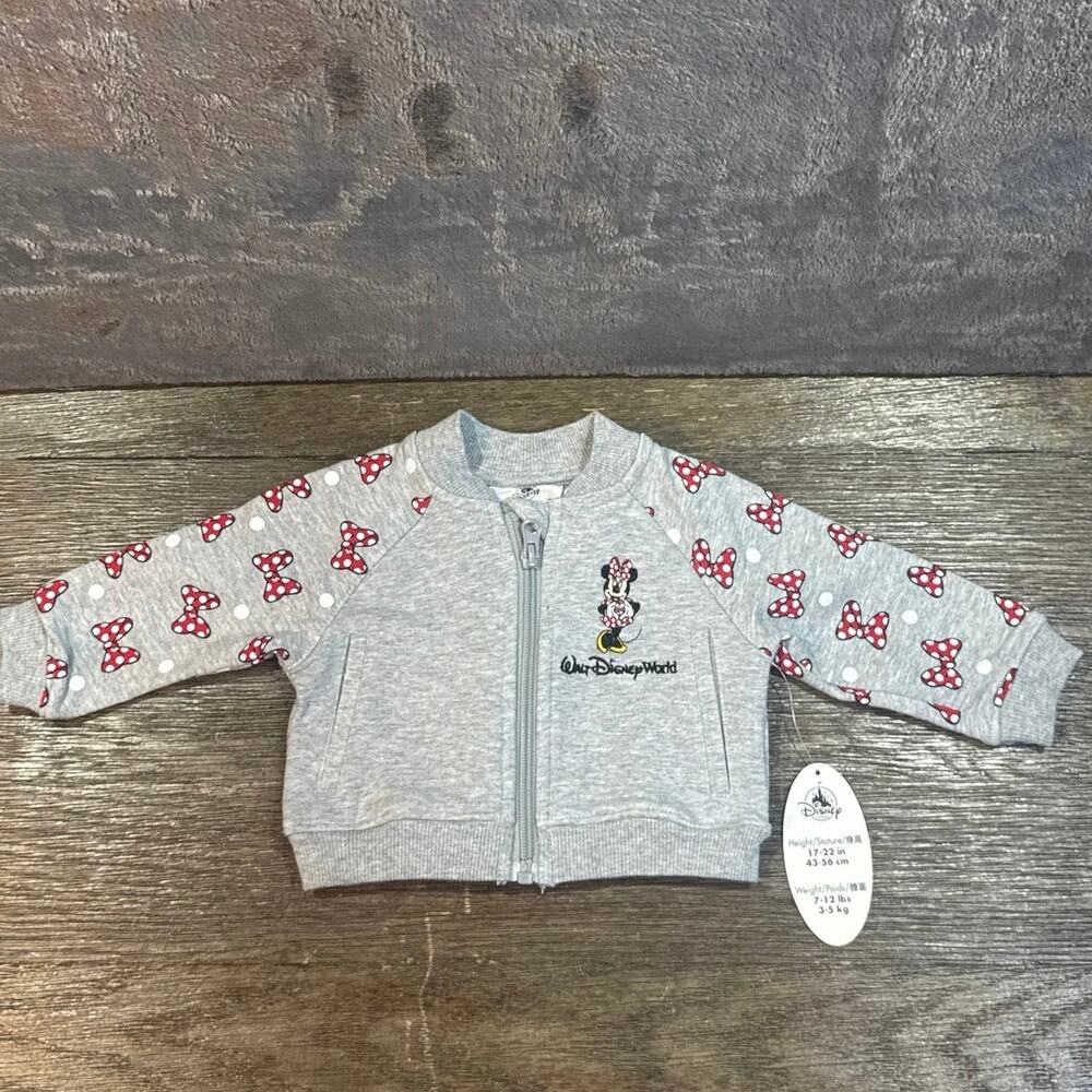 NWT Disney Parks x Minnie Mouse “It’s all about the bows” Full Zip Sweater 3 M